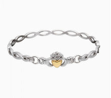 Lade das Bild in den Galerie-Viewer, Claddagh Armband Silber 925 mit 10 Karat Gold