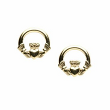Lade das Bild in den Galerie-Viewer, Claddagh Ohrringe 10 ct. Gold 416 aus Irland