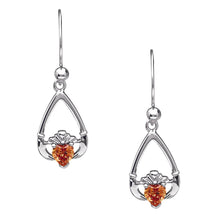 Lade das Bild in den Galerie-Viewer, Claddagh Ohrringe Geburtsstein November Citrine