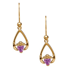 Lade das Bild in den Galerie-Viewer, Claddagh Ohrringe Geburtsstein Oktober Turmalin