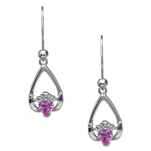 Lade das Bild in den Galerie-Viewer, Claddagh Ohrringe Geburtsstein Oktober Turmalin