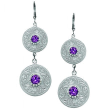 Lade das Bild in den Galerie-Viewer, Doppelter Ohrstecker Celtic Warrior Keltischer Krieger Silber 925 mit Amethyst.