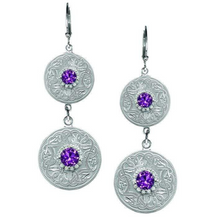 Lade das Bild in den Galerie-Viewer, Doppelter Ohrstecker Celtic Warrior Keltischer Krieger Silber 925 mit Amethyst.