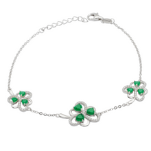 Lade das Bild in den Galerie-Viewer, Drei teiliges Shamrock (Kleeblatt) Armband Silber 925