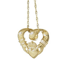 Lade das Bild in den Galerie-Viewer, Großer irischer Claddagh Anhänger in 10 Karat (416) Gold