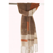 Lade das Bild in den Galerie-Viewer, Handgewebter Schal Coffee Cream Wolle