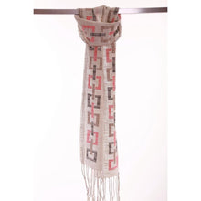 Lade das Bild in den Galerie-Viewer, Handgewebter Schal Light squares Leinen Baumwolle