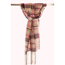 Lade das Bild in den Galerie-Viewer, Handgewebter Schal Pink and Purple Wolle Mohair