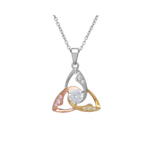 Lade das Bild in den Galerie-Viewer, Irische Kette Silber 925 mit Anhänger Trinity Knot und Zirkonen vergoldet