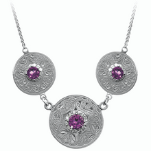 Lade das Bild in den Galerie-Viewer, Irische Kette Silber Celtic Warrior keltischer Krieger Silber 925 Amethyst und Zirkonia
