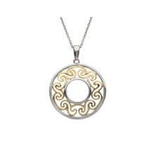 Lade das Bild in den Galerie-Viewer, Irische Kette Trinity Knot rund mit vergoldetem Zentrum