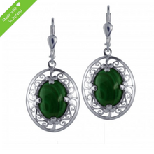 Lade das Bild in den Galerie-Viewer, Irische Ohrringe Kleeblatt Malachit und SIlber