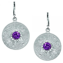 Lade das Bild in den Galerie-Viewer, Irische Ohrringe Medium mit Amethyst und klaren Zirkonen