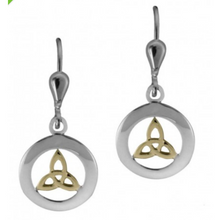 Lade das Bild in den Galerie-Viewer, Irische Ohrringe Trinity Knot Gold und Silber