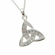 Lade das Bild in den Galerie-Viewer, Irischer Anhänger Trinity knot Silber mit Zirkon