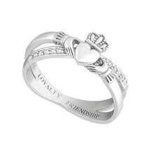 Lade das Bild in den Galerie-Viewer, Irischer Claddagh Kuss Ring Damen aus Silber 925 5 / Innendurchmesser 15,6 mm Silber 925