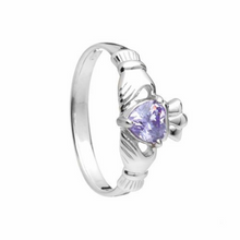 Lade das Bild in den Galerie-Viewer, Irischer Claddagh Ring Geburtsstein Juni Silber 925