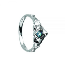 Lade das Bild in den Galerie-Viewer, Irischer Claddagh Ring Geburtsstein / Monatsstein Dezember Blauer Topaz