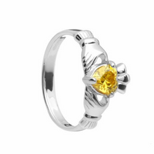 Lade das Bild in den Galerie-Viewer, Irischer Claddagh Ring Geburtsstein November Silber 925