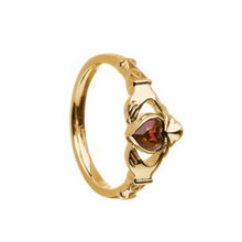 Lade das Bild in den Galerie-Viewer, Irischer Claddagh Ring aus Silber mit Monatsstein Juni