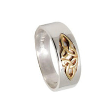 Lade das Bild in den Galerie-Viewer, Irischer Ring Trinity Knot aus Silber 925 mit 10 ct Gold