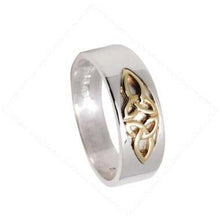 Lade das Bild in den Galerie-Viewer, Irischer Ring Trinity Knot aus Silber 925 mit 10 ct Gold