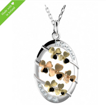 Lade das Bild in den Galerie-Viewer, Irischer Schmuck Dreifarbiger Anhänger Kleeblatt Silber