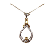 Lade das Bild in den Galerie-Viewer, Keltische Claddagh Kette aus Silber 925 und Gold