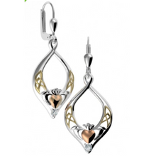 Lade das Bild in den Galerie-Viewer, Keltische Claddagh Ohrringe Silber vergoldet