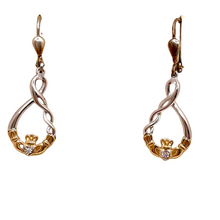 Lade das Bild in den Galerie-Viewer, Keltische Claddagh Ohrringe aus Silber 925 und Gold