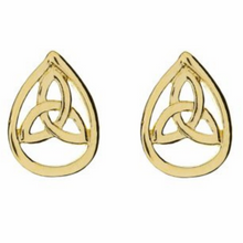 Lade das Bild in den Galerie-Viewer, Keltische Ohrringe Tropfen Trinity Knot 10 ct. Gold 416
