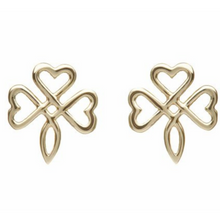 Lade das Bild in den Galerie-Viewer, Keltische Ohrringe offenes Kleeblatt in 10 ct. Gold 416
