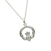 Lade das Bild in den Galerie-Viewer, Keltischer Claddagh Anhänger Geburtsstein April Silber 925