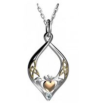 Lade das Bild in den Galerie-Viewer, Keltischer Claddagh Anhänger Silber vergoldet