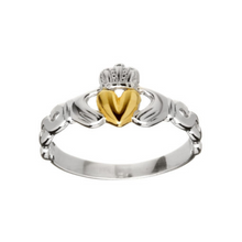 Lade das Bild in den Galerie-Viewer, Keltischer Claddagh Ring mit offenen keltischen Design Silber