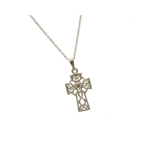 Lade das Bild in den Galerie-Viewer, Keltisches Kreuz Kleeblatt mit Kette 10 ct Gold (416).