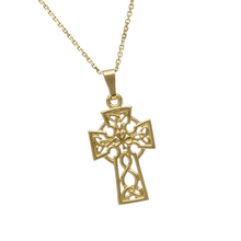 Lade das Bild in den Galerie-Viewer, Keltisches Kreuz Kleeblatt mit Kette 10 ct Gold (416).