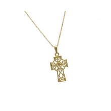 Lade das Bild in den Galerie-Viewer, Keltisches Kreuz Kleeblatt mit Kette 10 ct Gold (416).