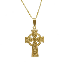 Lade das Bild in den Galerie-Viewer, Keltisches Kreuz mit Kleeblatt und Kette in 10 ct Gold (416).