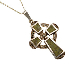 Lade das Bild in den Galerie-Viewer, Silberkette 925 mit keltischem Kreuz und Marmor