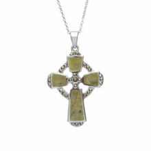 Lade das Bild in den Galerie-Viewer, Silberkette 925 mit keltischem Kreuz und Marmor