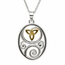 Lade das Bild in den Galerie-Viewer, Ovaler keltischer Anhänger Silber 925 mit Trinity Knot