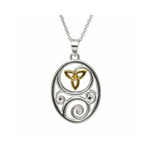 Lade das Bild in den Galerie-Viewer, Ovaler keltischer Anhänger Silber 925 mit Trinity Knot