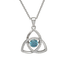Lade das Bild in den Galerie-Viewer, Keltischer Anhänger Trinity knot Geburtsstein März aus Silber mit Aquamarin