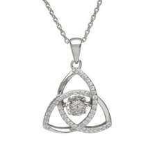 Lade das Bild in den Galerie-Viewer, Keltischer Anhänger Trinity knot Geburtsstein April aus Silber mit Cubic Zirkonia