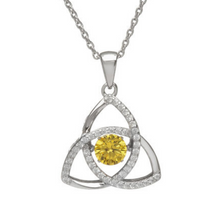 Lade das Bild in den Galerie-Viewer, Keltischer Anhänger Trinity knot Geburtsstein November aus Silber mit Citrine