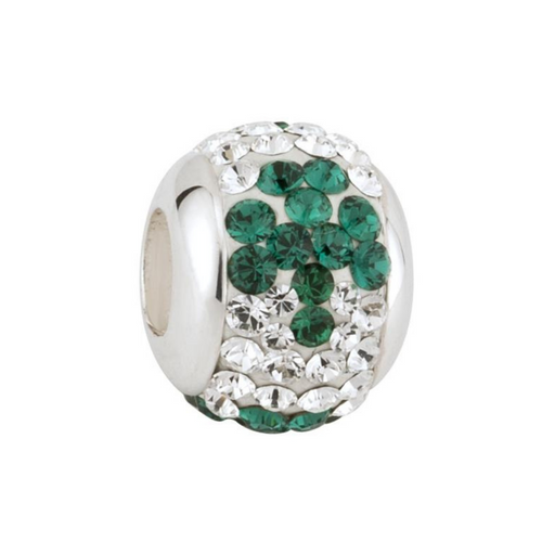 Celtic bead grünes Kleeblatt mit Kristallen Silber 925