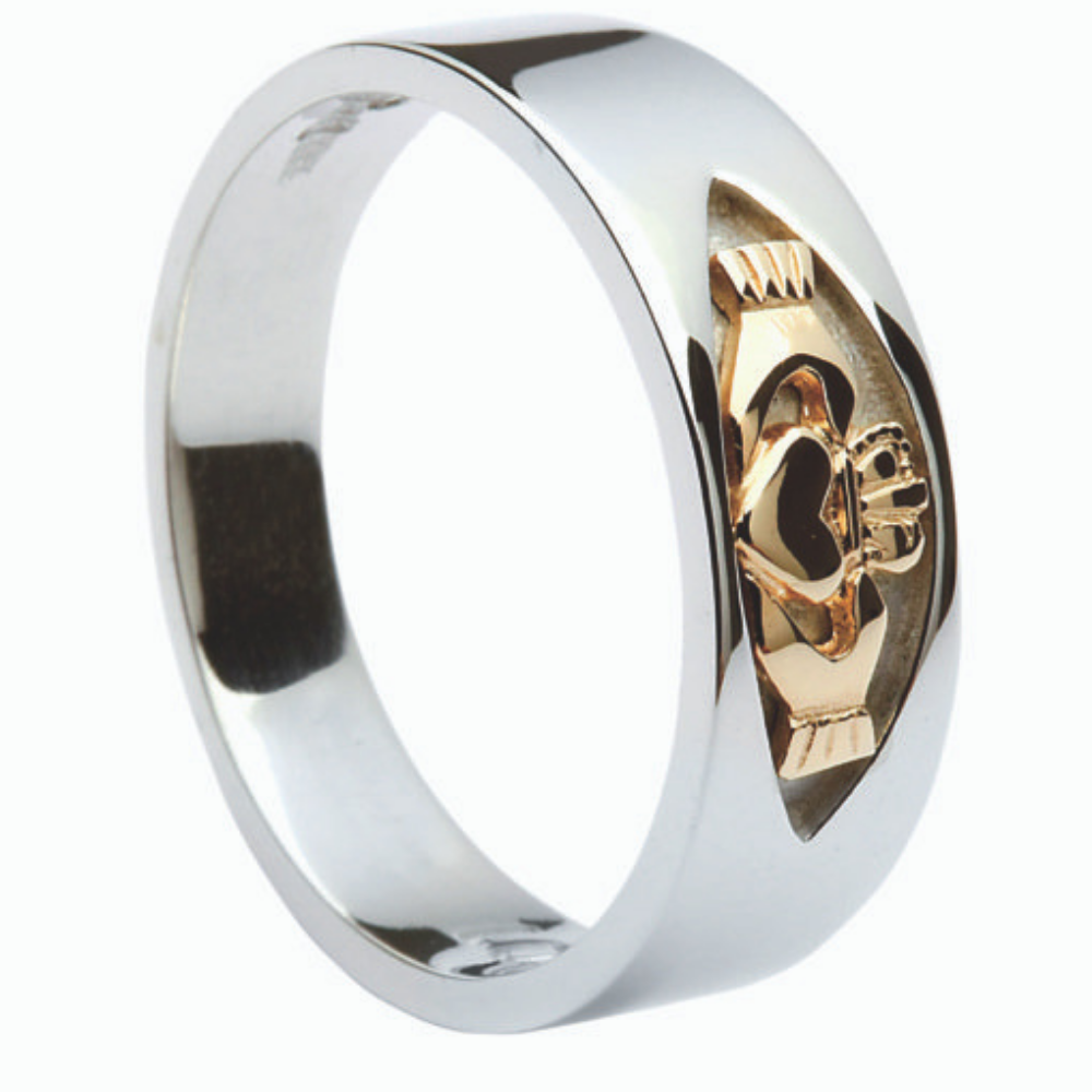 Claddagh Ring Silber vergoldet mit 10 ct Gold