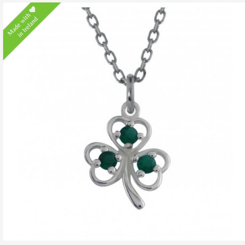 Irische Kette Anhänger Kleeblatt mit Achat Steinen