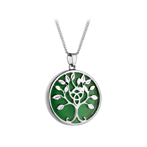 Irische Kette Baum des Lebens - Tree of Life Katzenaugen - Modeschmuck